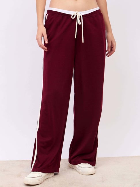 Styli Maroon Cotton Straight Fit Track Pants-picture-22