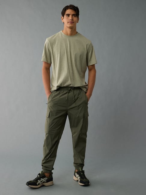 American Eagle Green Nylon Regular fit Solid Joggers-picture-28