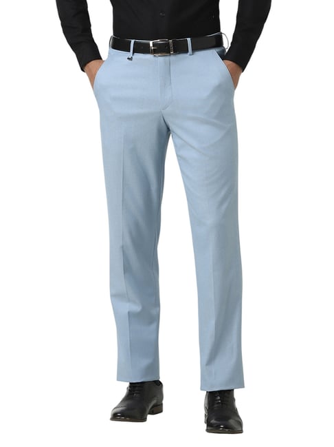 Van Heusen Blue Blended Regular fit Solid Trousers-picture-34