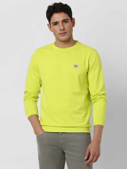 Buy Peter England Green Cotton Polyblend Regular Solid Sweatshirt