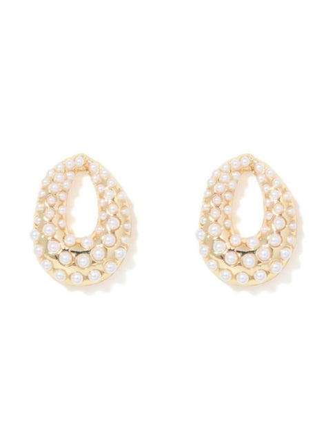 Forever New Pearl & Gold Paulette Pearl Front Hoop Earring-picture-41