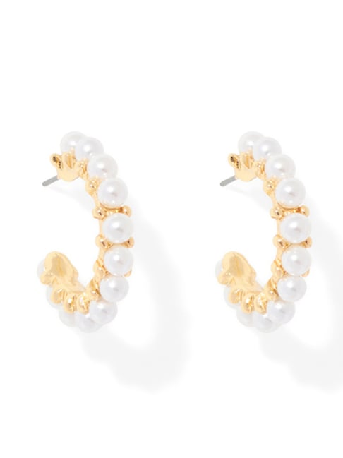 Forever New Pearl & Gold Leah Multi Pearl Hoop Earring-picture-28