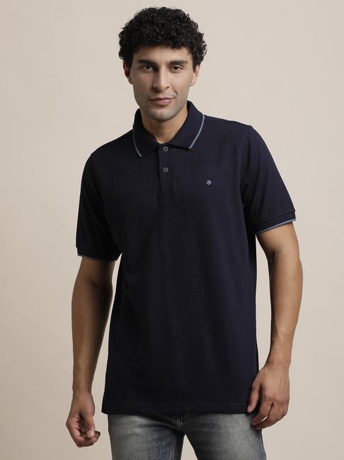 Turtle Dark Blue Slim Fit Polo T-Shirt
