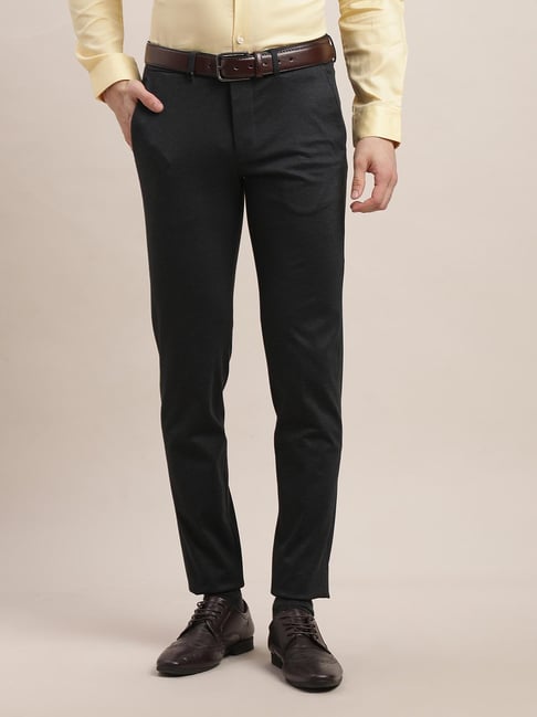 Turtle Black Rayon Stretch Ultra Slim Fit Trousers-picture-30