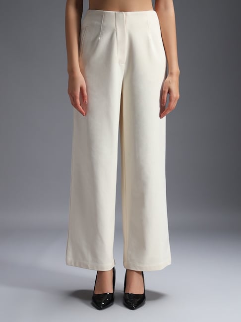 Zastraa White Casual Trousers