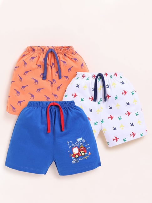 Bumzee Blue Cotton Printed Shorts for Boys