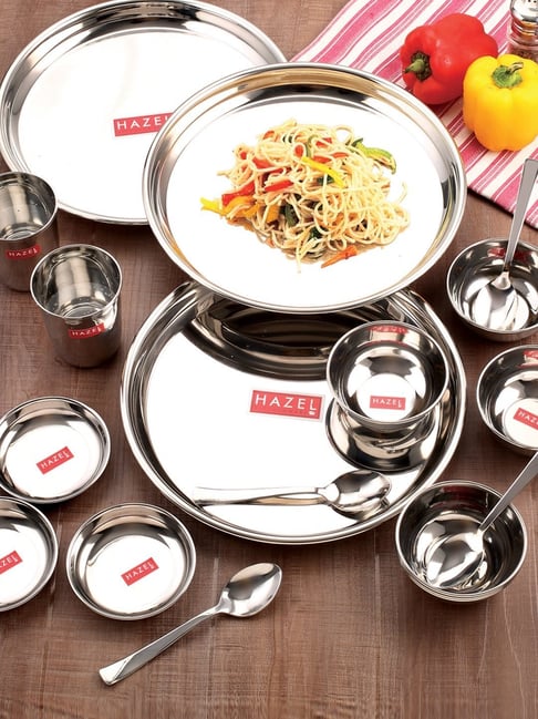 HAZEL Silver Stainless Steel Dinner Set of 36