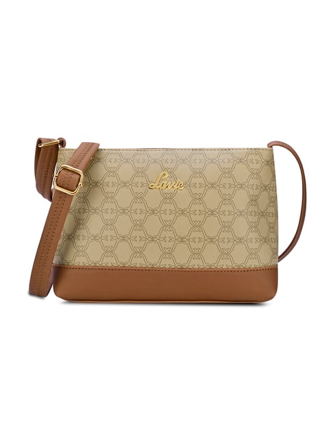 Lavie Emberlyn Beige Logo Leather Medium Cross Body Bag