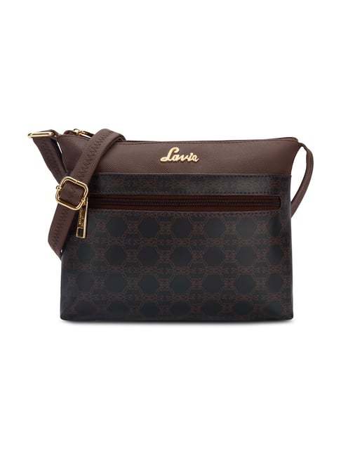 Lavie Mono Lucille Brown Logo Leather Medium Cross Body Bag
