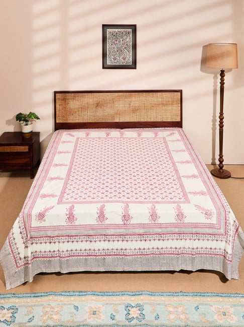 Fabindia Serene Pink Cotton Printed Single Bed Cover-picture-46