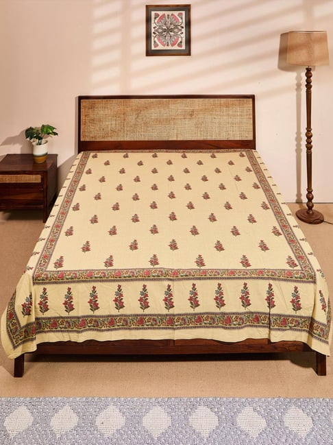 Fabindia Gulistan Beige Cotton Printed Single Bed Cover-picture-33
