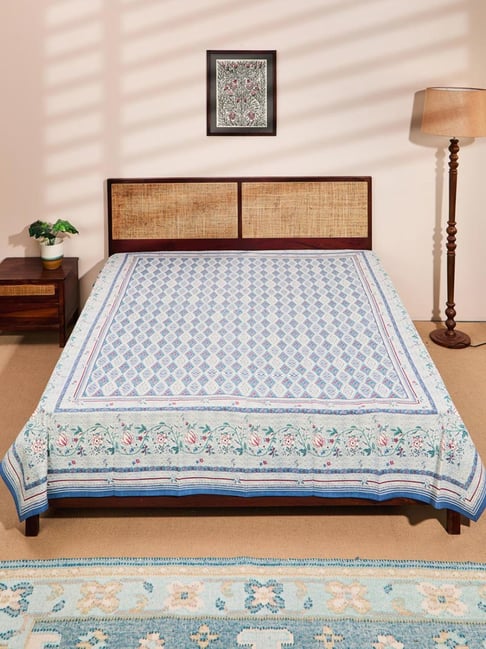 Fabindia Wabi Sabi Multicolor Cotton Printed Double Bed Cover-picture-12