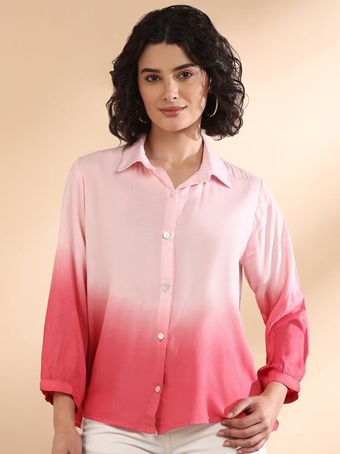Maaesa Pink Rayon Ombre Shirt-picture-42