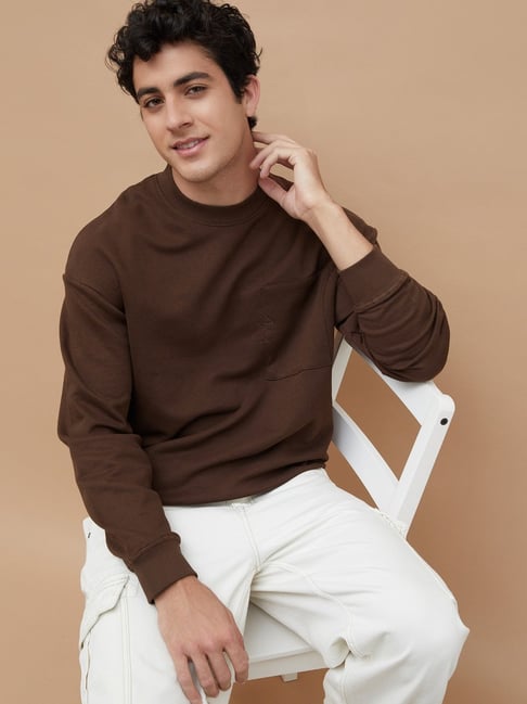 Fame Forever By Lifestyle Brown Cotton Oversized Fit Sweatshirt-picture-25