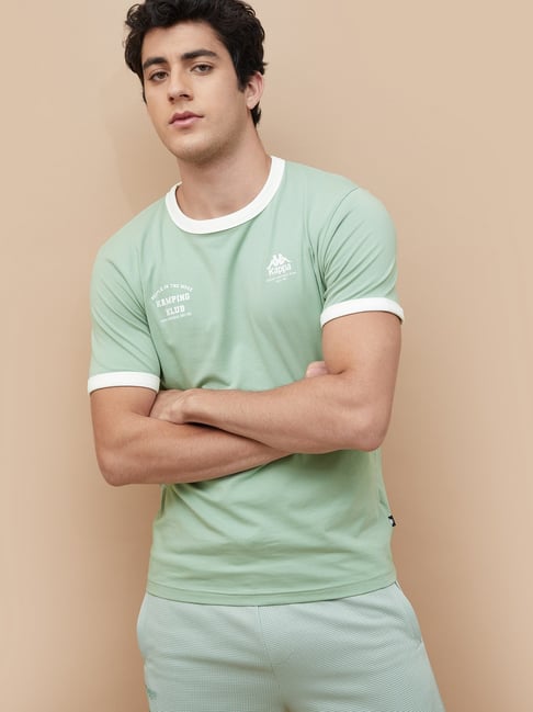 Kappa Green Regular Fit Printed T-Shirt