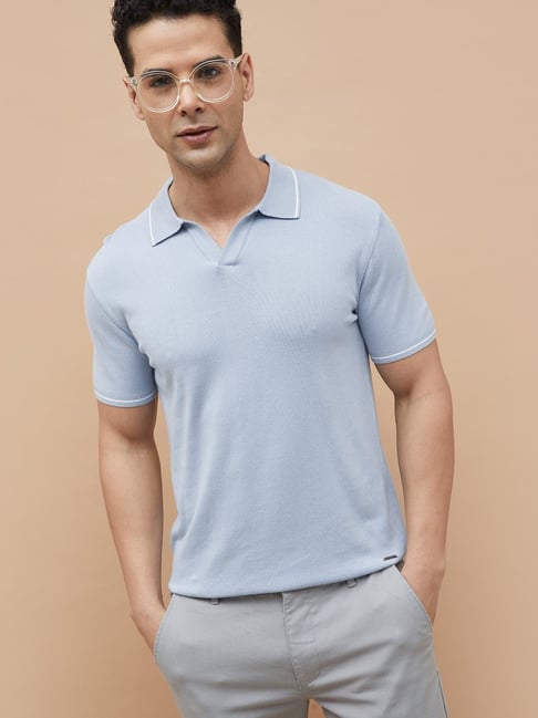 Code By Lifestyle Blue Regular Fit Polo T-Shirt-picture-22