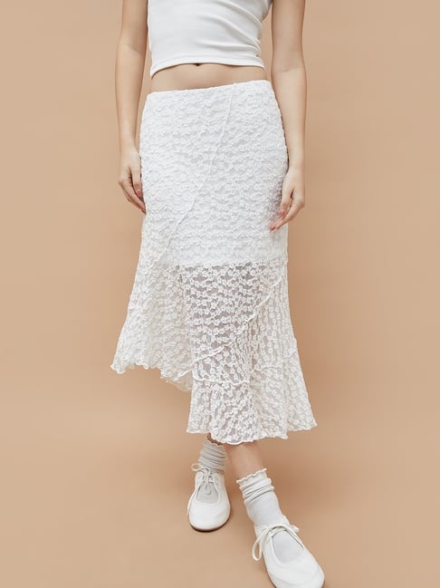 Ginger By Lifestyle White Regular Fit Self Pattern Skirt-picture-42