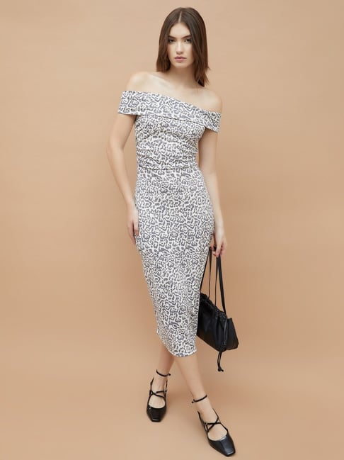 Ginger By Lifestyle White Regular Fit Printed Dress-picture-48