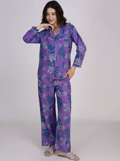 Moomaya Purple Printed Pyjamas Set-picture-21