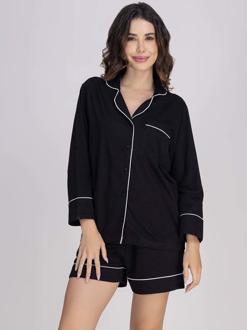 Moomaya Black Shorts Set