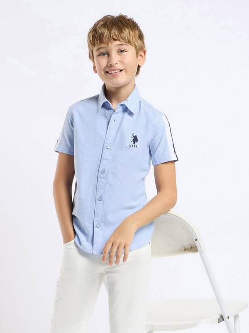 U.S. Polo Assn. Boys Blue Half Sleeves Shirt-picture-28