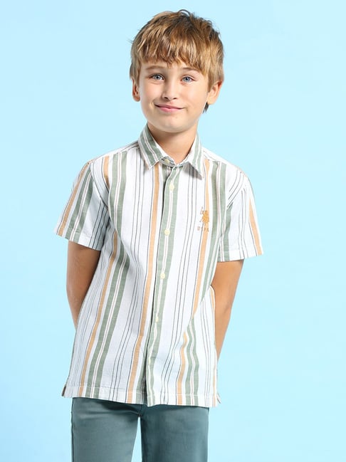 Polo Boys Green Half Sleeves Shirt