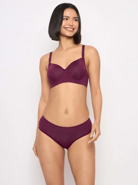 Clovia Purple Regular Fit Bra Panty Set-picture-25