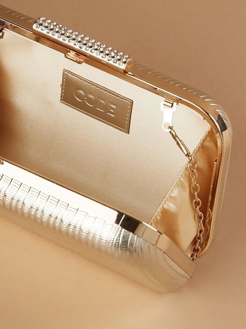 Code by Lifestyle Gold PU Box Clutch