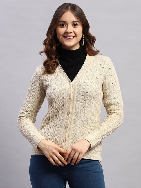 Monte Carlo Beige Regular Fit Self Pattern Cardigan-picture-18