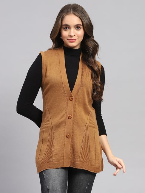Monte Carlo Mustard Regular Fit Self Pattern Cardigan-picture-33