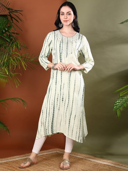 Maaesa Green Cotton Tie - Dye Kurta-picture-19