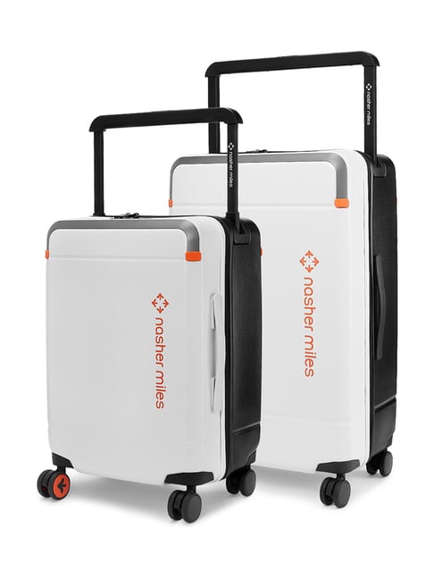 Nasher Miles Oslo Hard Luggage Set of 2 55 & 66cm Small & Medium Trolley Bag for Travel White Black-picture-40
