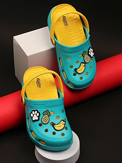WELCOME Kids K SPORTS CLOGS Aqua & Yellow Clogs-picture-11