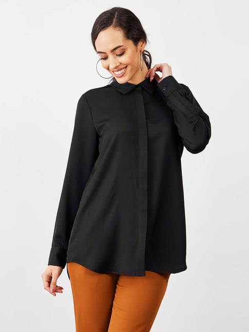 SALT Attire Black Moontini Concealed Placket Shirt-picture-41