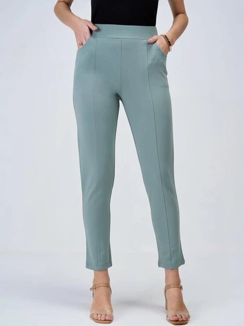 Buy Salt attire Flex-Sage Green Pull On Slim Jeggings for Women