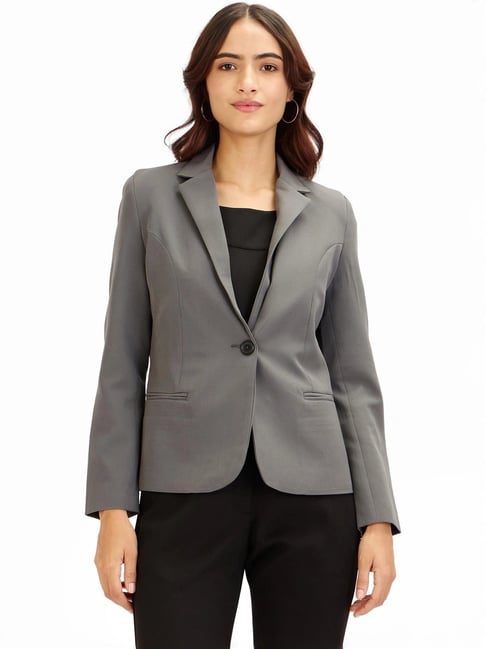 SALT Attire Grey Gritty Single Breasted Blazer