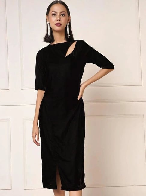 SALT Attire Black Thelma Cutout Sheath Dress