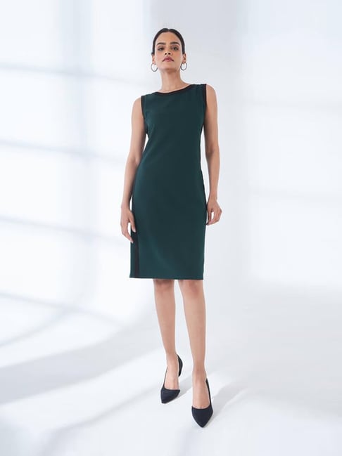 SALT Attire Green Urbane Colour Block Sheath Dress