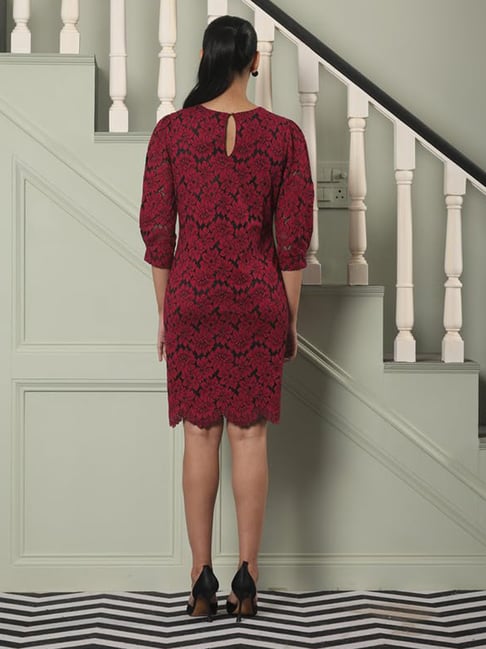 Buy Salt attire Valentina-Merlot Lace Shift Dress for Women Online @ Tata  CLiQ