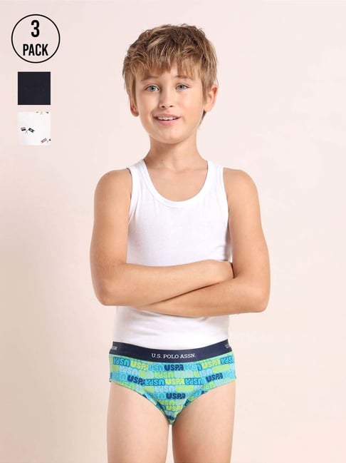 U.S. Polo Assn. White Printed Innerwear Bottom - Pack of 3