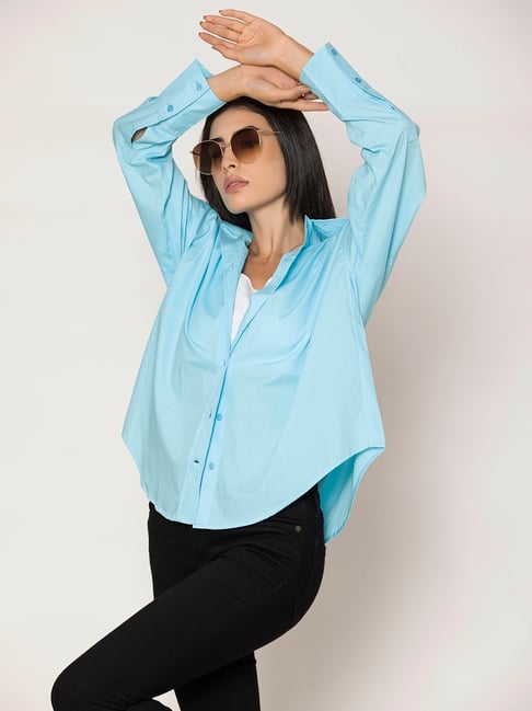 Lounge Dreams Blue Cotton Solid Casual Shirt-picture-13