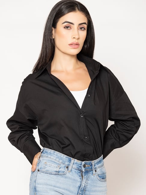 Lounge Dreams Black Cotton Solid Casual Shirt-picture-16