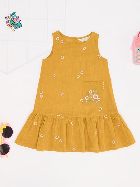 Akkriti by Pantaloons Girls Akkriti by Pantaloons Mustard Dress-picture-33