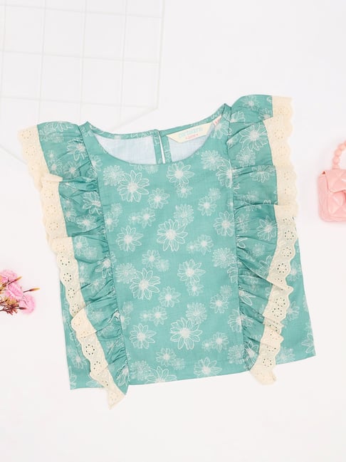 Akkriti by Pantaloons Girls Akkriti by Pantaloons Turquoise Top-picture-38