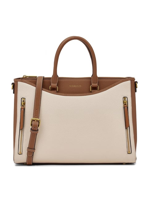 Miraggio Ivory Arden Textured Large Laptop Bag