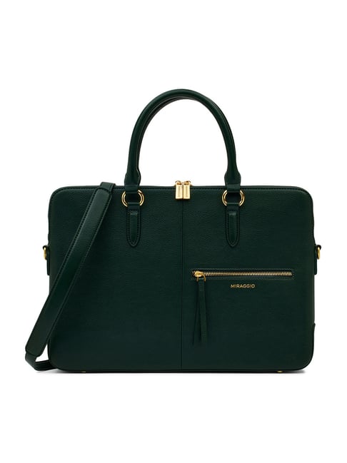 Miraggio Green Noel Textured Large Laptop Bag