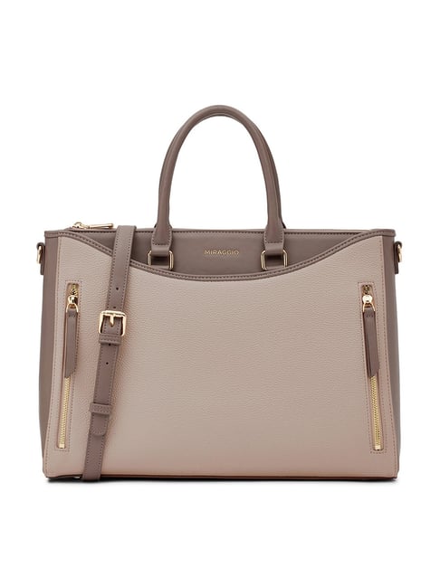 Miraggio Taupe Arden Textured Large Laptop Bag