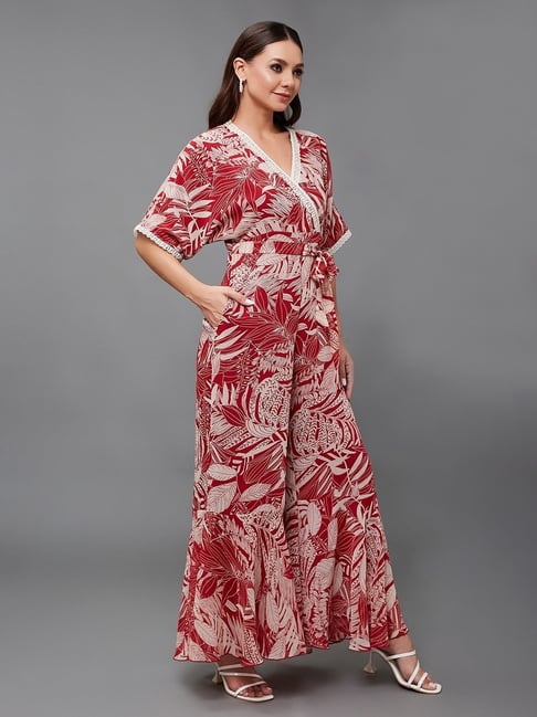 Miss Chase Maroon Chiffon Floral Jumpsuit-picture-22