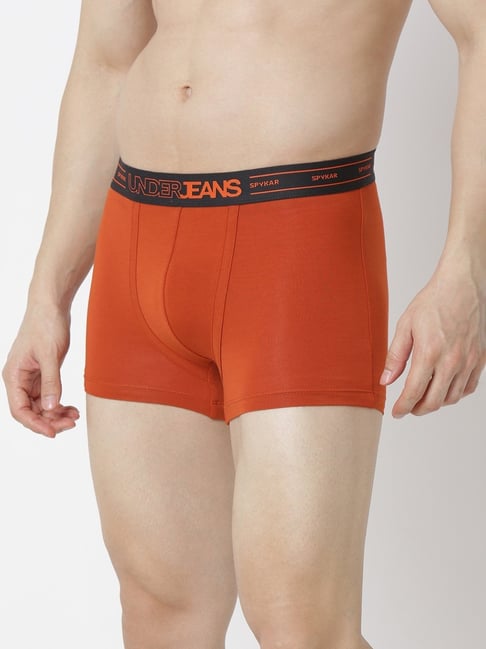 UnderJeans by Spykar Orange Regular Fit Trunks
