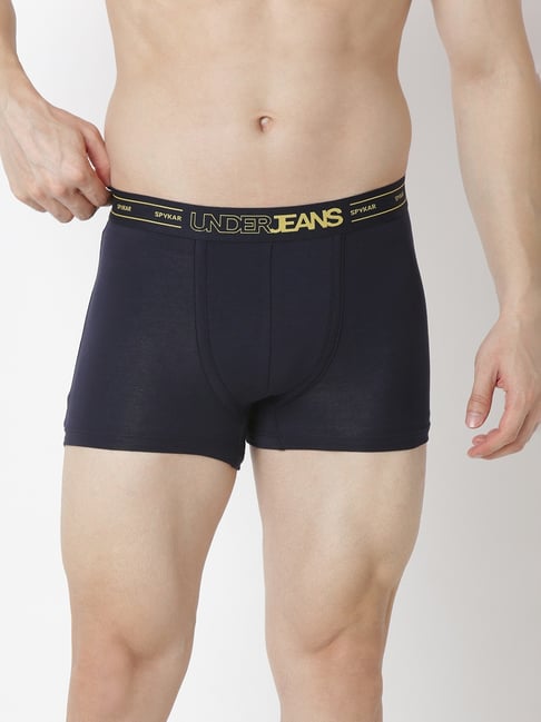 UnderJeans by Spykar Navy Blue Regular Fit Trunks